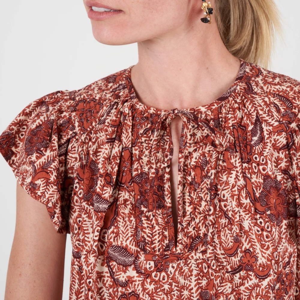 Ulla Johnson Shani Flutter Top in Brick Size 8